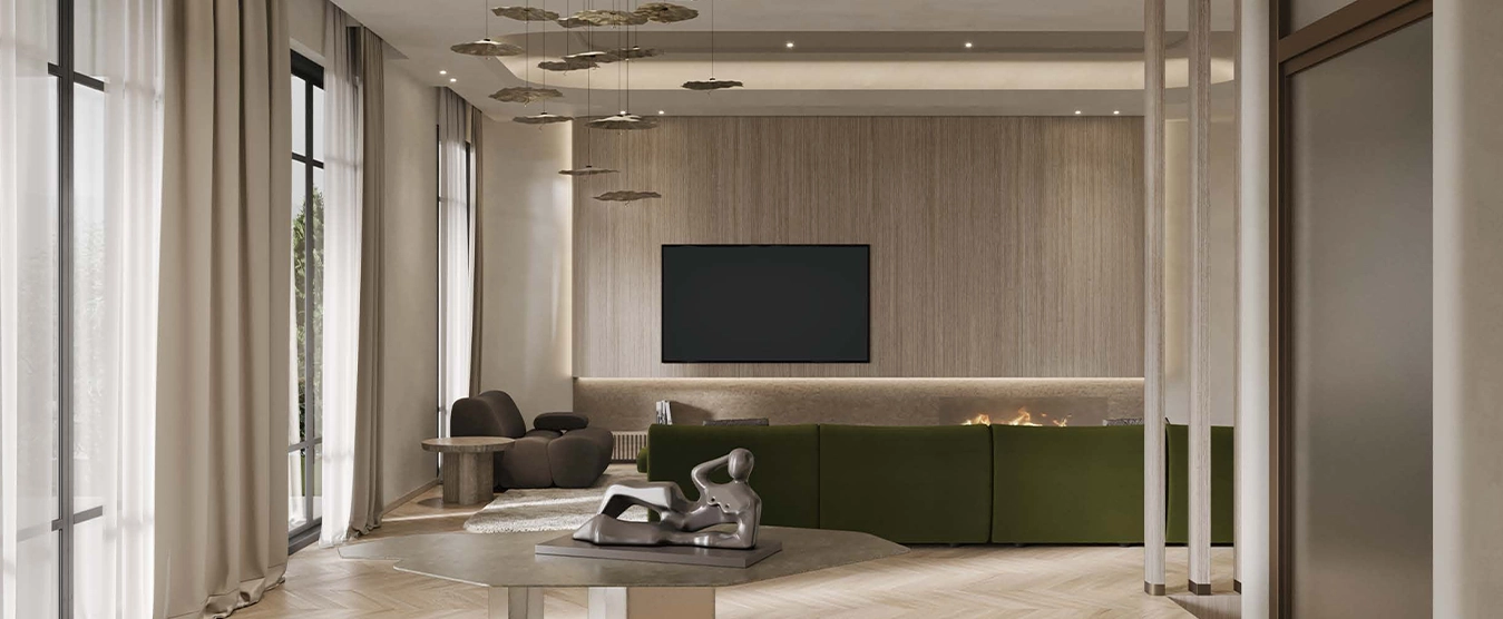 Fully reimagined villa living room interior in Dubai
